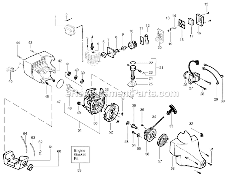 Page B Diagram and Parts List for XT300 Type 4 Weed Eater Trimmer